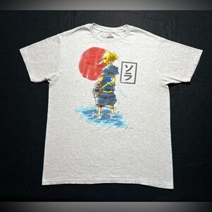 Kingdom Hearts Sora T-Shirt Men’s Size Large Gray Anime Graphic Tee Japanese Art